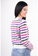 Women Sweater Vila Kalli Multi Striped Birch/Green-Pink